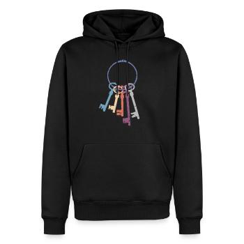 Jeu de clés - Sweat à capuche Premium bio Homme - noir - Devant - Nico (187cm)