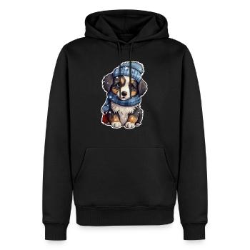 Süsser Welpe im Winter - Männer Premium Bio Hoodie - Schwarz - Vorne - Nico (187cm)