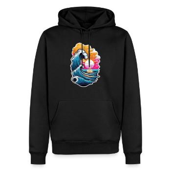 vague - été - vacances - vintage - Sweat à capuche Premium bio Homme - noir - Devant - Nico (187cm)