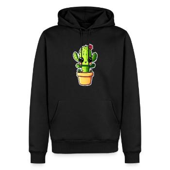 Cactus Mignon Kawaii - Sweat à capuche Premium bio Homme - noir - Devant - Nico (187cm)