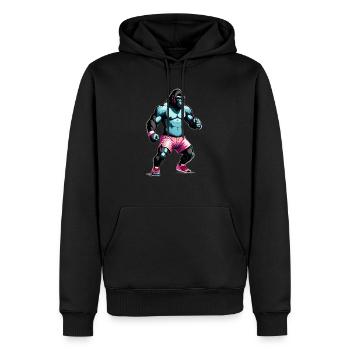 Boxe Boxeur Gorille - Sweat à capuche Premium bio Homme - noir - Devant - Nico (187cm)