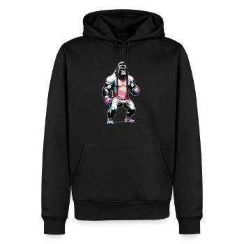 Boxe Boxeur Gorille - Sweat à capuche Premium bio Homme - noir - Devant - Nico (187cm)