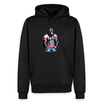 Boxe Boxeur Gorille - Sweat à capuche Premium bio Homme - noir - Devant - Nico (187cm)