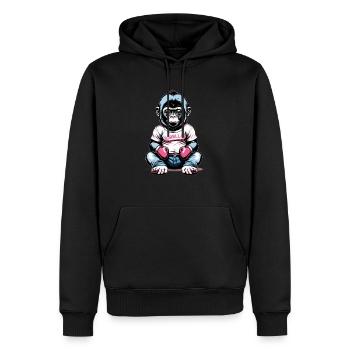 Boxe Boxeur Gorille - Sweat à capuche Premium bio Homme - noir - Devant - Nico (187cm)