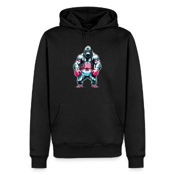 Boxe Boxeur Gorille - Sweat à capuche Premium bio Homme - noir - Devant - Nico (187cm)