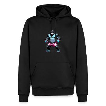 Boxe Boxeur Gorille - Sweat à capuche Premium bio Homme - noir - Devant - Nico (187cm)