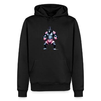 Boxe Boxeur Gorille - Sweat à capuche Premium bio Homme - noir - Devant - Nico (187cm)