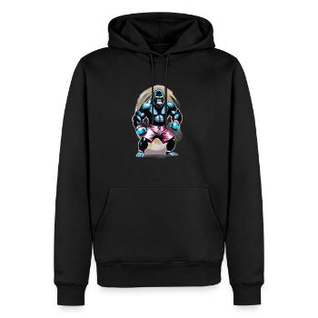 Boxe Boxeur Gorille - Sweat à capuche Premium bio Homme - noir - Devant - Nico (187cm)