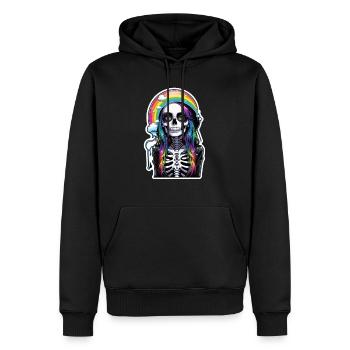 Halloween - Rock & Regenbogen - Männer Premium Bio Hoodie - Schwarz - Vorne - Nico (187cm)