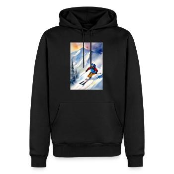 Ski I - Männer Premium Bio Hoodie - Schwarz - Vorne - Nico (187cm)