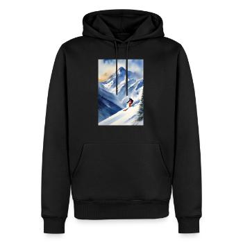 Ski II - Männer Premium Bio Hoodie - Schwarz - Vorne - Nico (187cm)