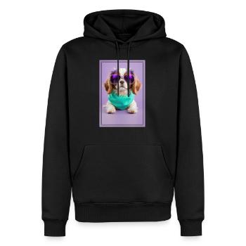 Cute cavalier puppy with sunglasses - Men’s Premium Organic Hoodie - black - Front - Nico (187cm)