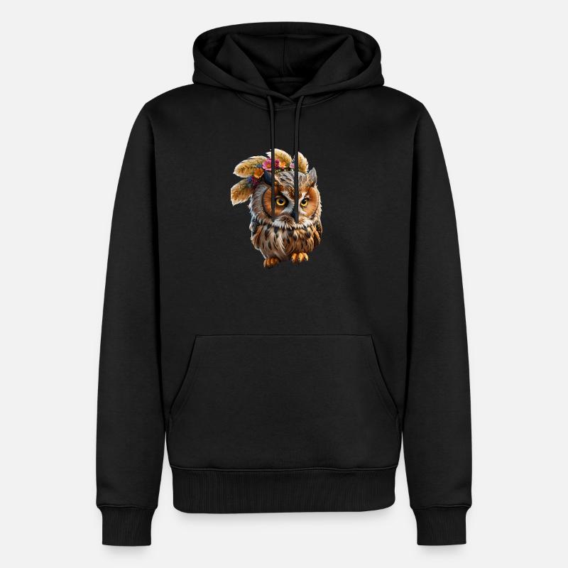 süße Eule - Männer Premium Bio Hoodie - Schwarz