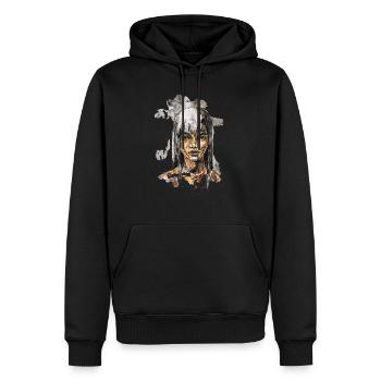 skizze Collage asia carographic illustration - Männer Premium Bio Hoodie - Schwarz - Vorne - Nico (187cm)