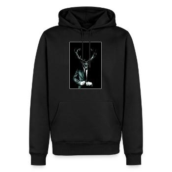 Deer Gentleman - Sweat à capuche Premium bio Homme - noir - Devant - Nico (187cm)