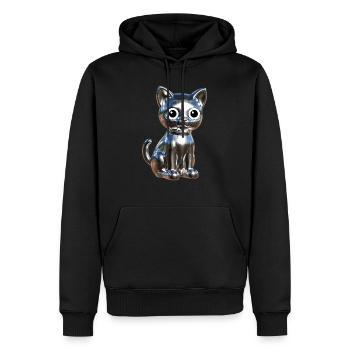 Metallic Chrom Elegance - Männer Premium Bio Hoodie - Schwarz - Vorne - Nico (187cm)
