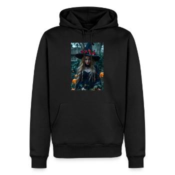 JARDIN D’HALLOWEEN - Sweat à capuche Premium bio Homme - noir - Devant - Nico (187cm)