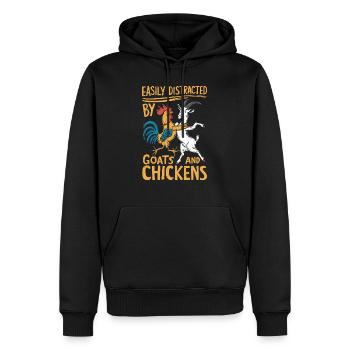 Ablenkung durch Ziegen und Hühner - Männer Premium Bio Hoodie - Schwarz - Vorne - Nico (187cm)