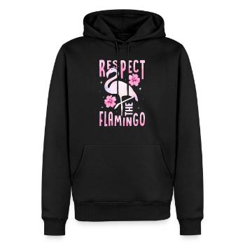 Respect L’Oiseau Rose Flamant Mignon - Sweat à capuche Premium bio Homme - noir - Devant - Nico (187cm)