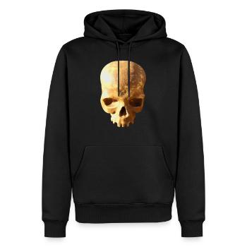 Schädel-Hintergrund - Männer Premium Bio Hoodie - Schwarz - Vorne - Nico (187cm)