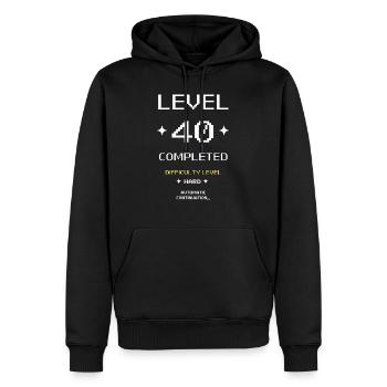 Level 40 abgeschlossen.Geschenk zum 40. Geburtstag - Männer Premium Bio Hoodie - Schwarz - Vorne - Nico (187cm)