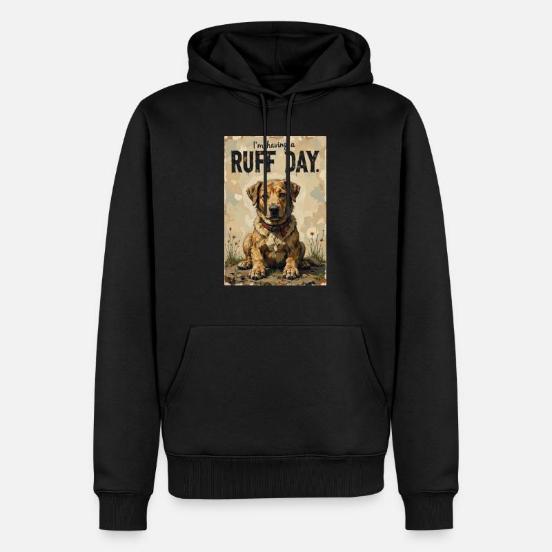 Chien, dure journée. - Sweat à capuche Premium bio Homme - noir