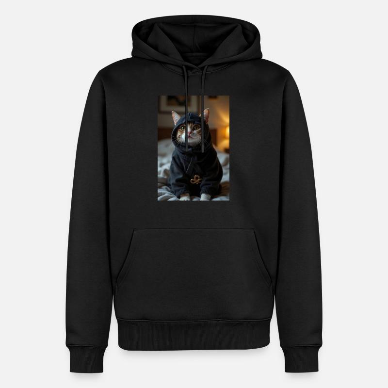 Chat Ninja - Sweat à capuche Premium bio Homme - noir