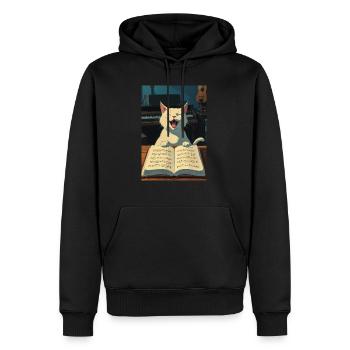 Un chaton mignon chante - Sweat à capuche Premium bio Homme - noir - Devant - Nico (187cm)