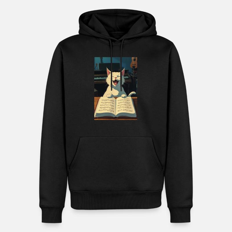 Un chaton mignon chante - Sweat à capuche Premium bio Homme - noir