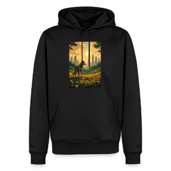 Das Bild des Wolfes - Männer Premium Bio Hoodie - Schwarz - Vorne - Nico (187cm)