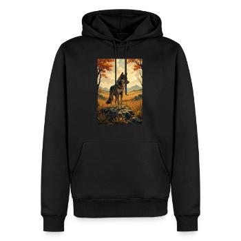 Das Bild des Wolfes - Männer Premium Bio Hoodie - Schwarz - Vorne - Nico (187cm)