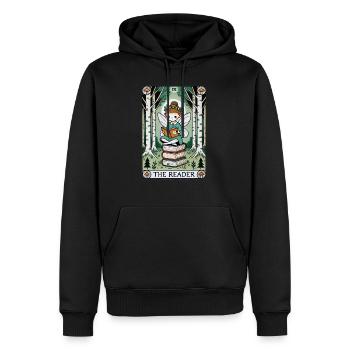Le lecteur Tarot Card Design - Sweat à capuche Premium bio Homme - noir - Devant - Nico (187cm)