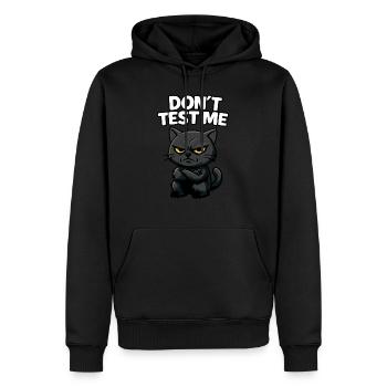 Teste mich nicht | Wütende Schwarze Katze Lustig Sarkastisch -W - Männer Premium Bio Hoodie - Schwarz - Vorne - Nico (187cm)