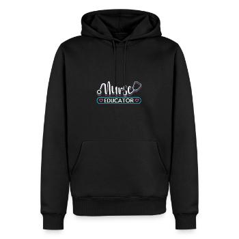 Infirmière éducatrice d’école d’infirmières - Sweat à capuche Premium bio Homme - noir - Devant - Nico (187cm)