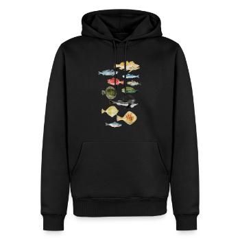 Fische aus dem Meer - Männer Premium Bio Hoodie - Schwarz - Vorne - Nico (187cm)