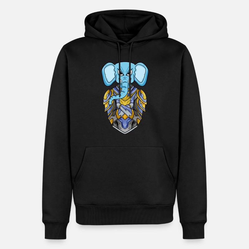 Ritter Elefant cool - Männer Premium Bio Hoodie - Schwarz