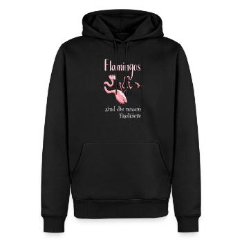 Flamingo wie Faultier chillig abhängen Geschenk - Männer Premium Bio Hoodie - Schwarz - Vorne - Nico (187cm)