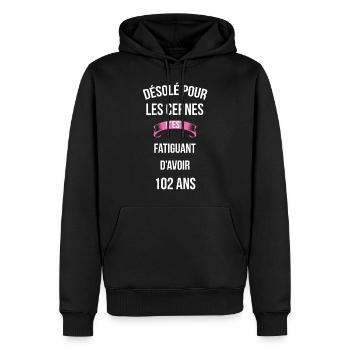 cernes c'est fatiguant 102 ans - Sweat à capuche Premium bio Homme - noir - Devant - Nico (187cm)