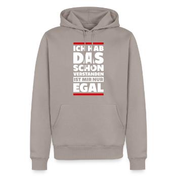 Verstanden Egal Spruch Shirt lustig Geschenkidee - Männer Premium Bio Hoodie - Taupe - Vorne - Nico (187cm)