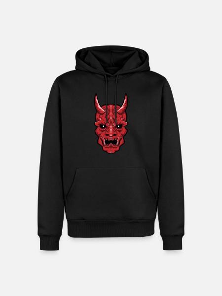 Epic Oni Demon Skull - Red - Men’s Premium Organic Hoodie - black