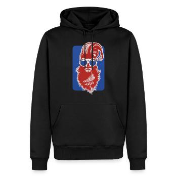 Kopf des Todes Hipster bärtiger Schädel Kran Design Fant - Männer Premium Bio Hoodie - Schwarz - Vorne - Nico (187cm)