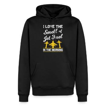 I Love The Smell Of Jet Fuel In The Morning, Pilot - Männer Premium Bio Hoodie - Schwarz - Vorne - Nico (187cm)
