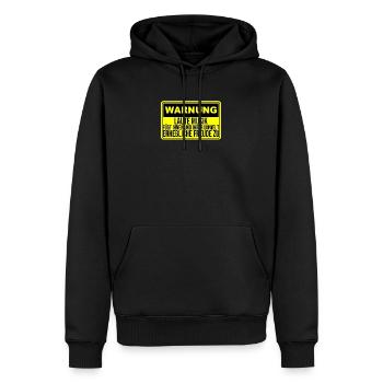 Warnung Laute Musik fügt erhebliche Freude zu - Männer Premium Bio Hoodie - Schwarz - Vorne - Nico (187cm)