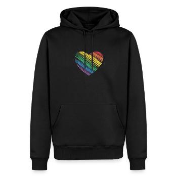 Herz, Regenbogen, Pride - Männer Premium Bio Hoodie - Schwarz - Vorne - Nico (187cm)