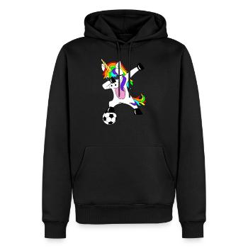 Dabbing Football Unicorn Idée cadeau Dab Licorne - Sweat à capuche Premium bio Homme - noir - Devant - Nico (187cm)