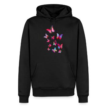 Falter,Schmetterling, butterfly, schwarm, fliegen - Männer Premium Bio Hoodie - Schwarz - Vorne - Nico (187cm)