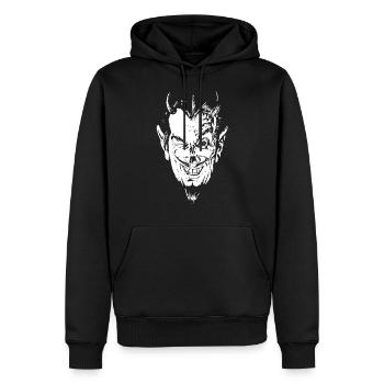 Vintage Halloween Red Devil Head T-Shirt - Männer Premium Bio Hoodie - Schwarz - Vorne - Nico (187cm)