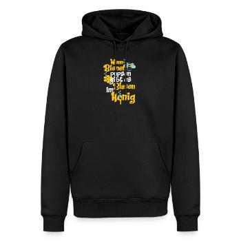 Quand les abeilles gonflent, il y a des bulles dans le miel - Sweat à capuche Premium bio Homme - noir - Devant - Nico (187cm)