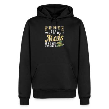 Ernte ist, wenn der Mais von oben kommt - Männer Premium Bio Hoodie - Schwarz - Vorne - Nico (187cm)