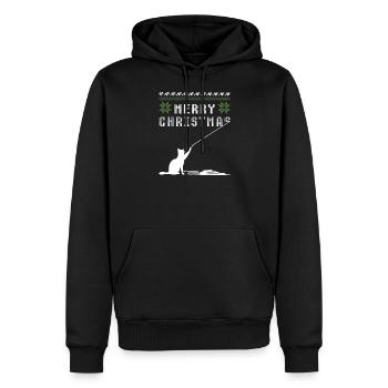 Joyeux noël chat laid pull - Sweat à capuche Premium bio Homme - noir - Devant - Nico (187cm)